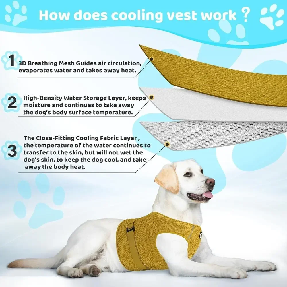 Dog Cooling Vest Harness Lightweight Cooler Jacket Sz Med w Adjustable Buckle